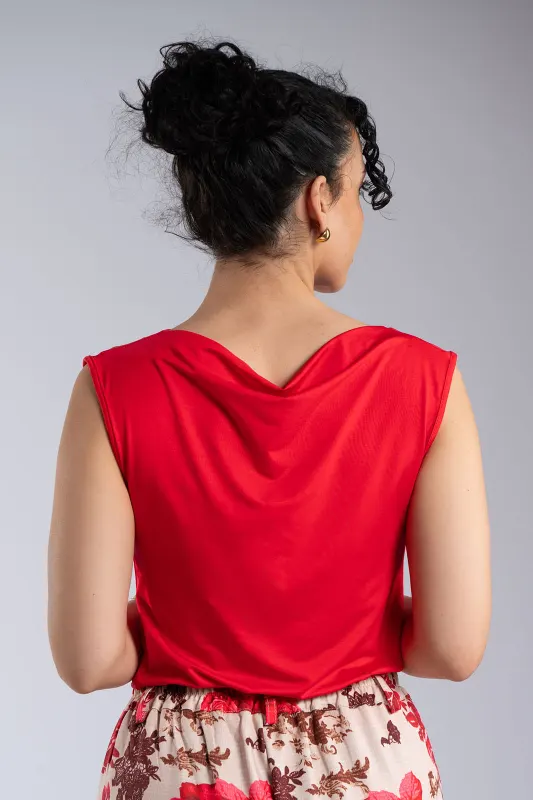 Μπλούζα Ντραπέ Αμάνικη Μονόχρωμη