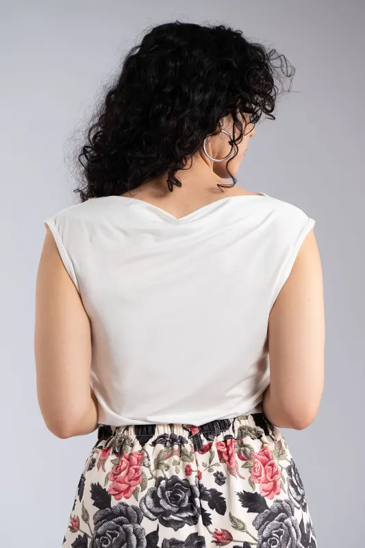 Μπλούζα Ντραπέ Αμάνικη Μονόχρωμη