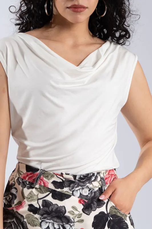 Μπλούζα Ντραπέ Αμάνικη Μονόχρωμη