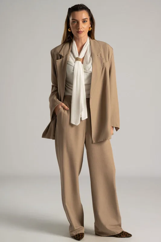 Blouse Draped Neckline Metallic Detail