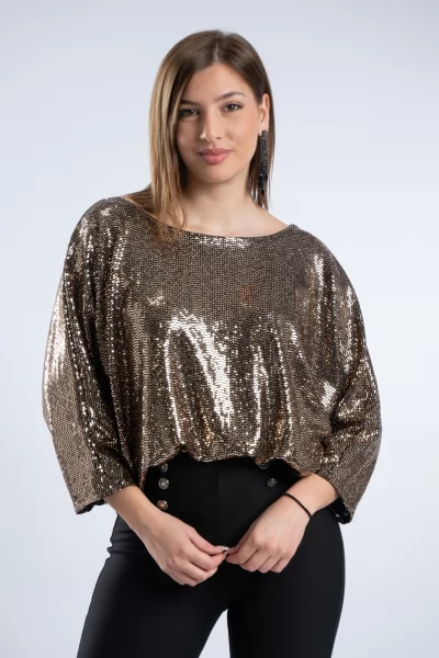 Μπλούζα Νυχτερίδα Shimmer Χρυσή