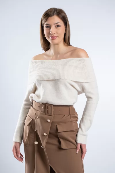 Μπλούζα Off-Shoulder Cream