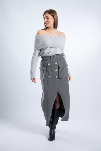 Μπλούζα Off-Shoulder Γκρι