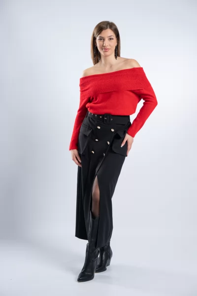 Μπλούζα Off-Shoulder Κόκκινη
