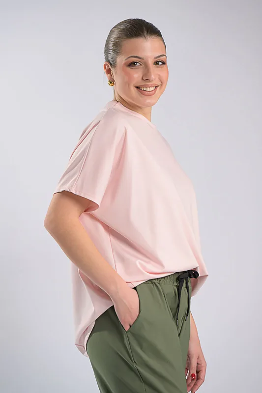 Oversized Blouse Single-Colour Short-Sleeved 