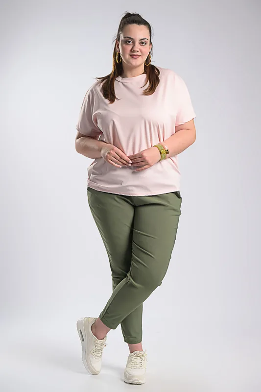 Oversized Blouse Single-Colour Short-Sleeved 