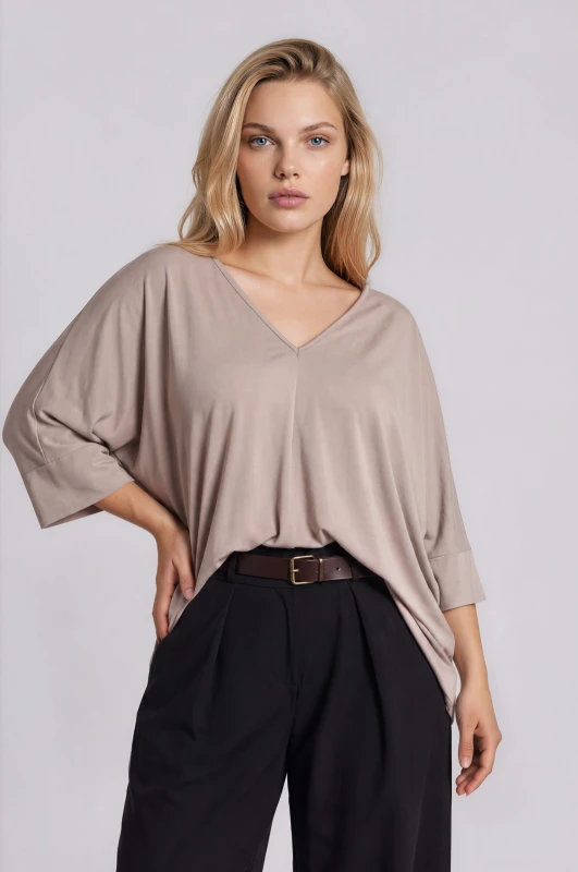 Μπλούζα Oversized V Λαιμόκοψη