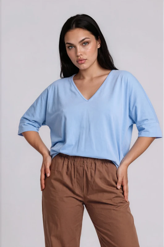 Μπλούζα Oversized V Λαιμόκοψη