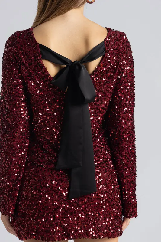 Μπλούζα Παγιέτες Φιόγκος Πλάτη