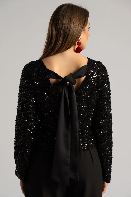 Μπλούζα Παγιέτες Φιόγκος Πλάτη