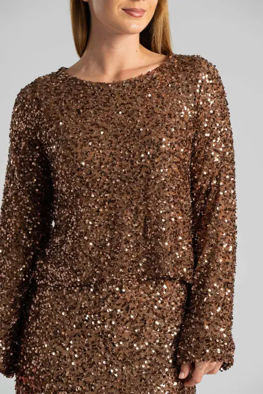 Μπλούζα Παγιέτες Φιόγκος Πλάτη