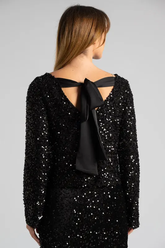 Μπλούζα Παγιέτες Φιόγκος Πλάτη