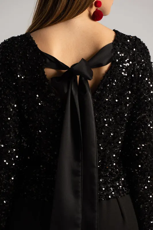 Μπλούζα Παγιέτες Φιόγκος Πλάτη