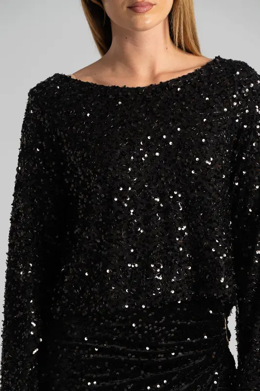 Μπλούζα Παγιέτες Φιόγκος Πλάτη