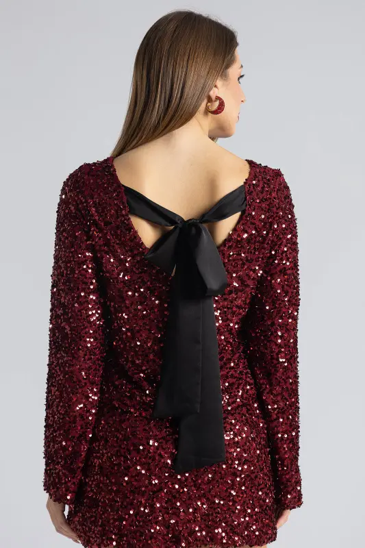 Μπλούζα Παγιέτες Φιόγκος Πλάτη