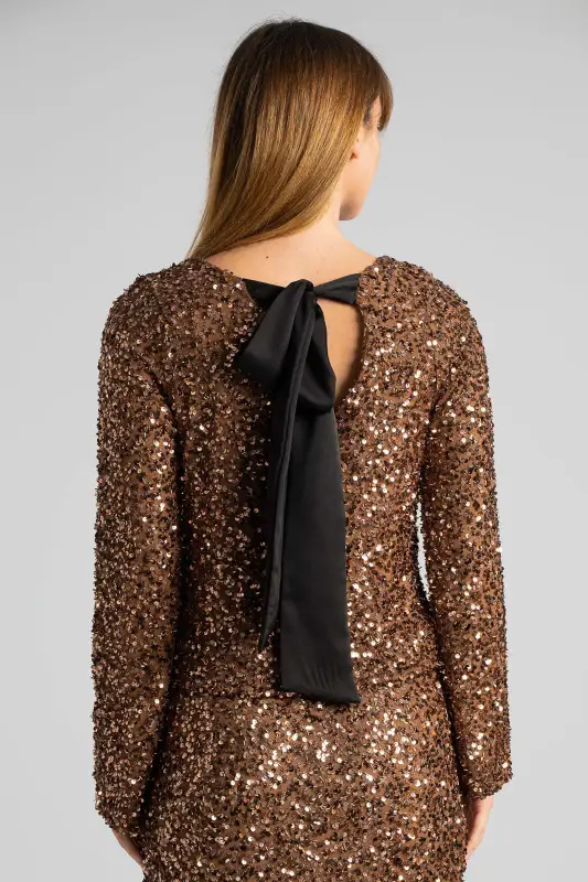 Μπλούζα Παγιέτες Φιόγκος Πλάτη