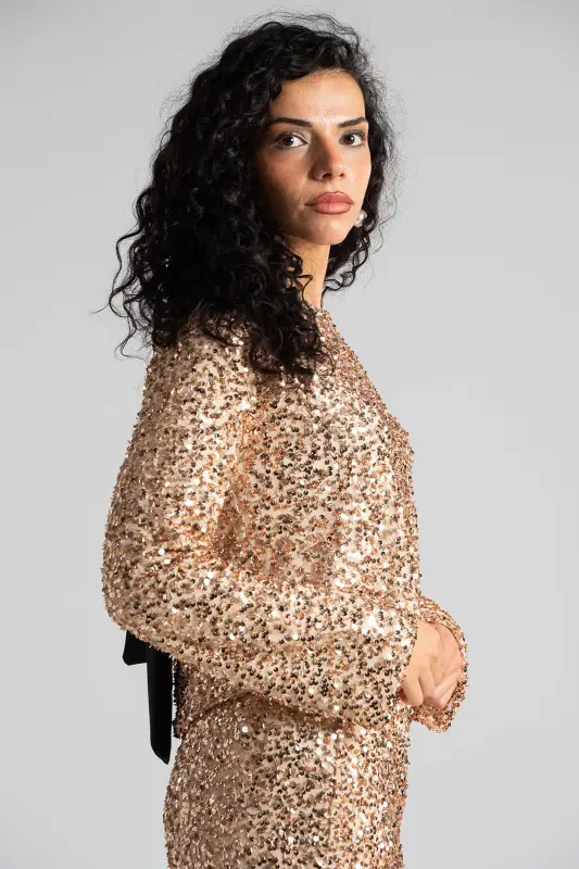 Μπλούζα Παγιέτες Φιόγκος Πλάτη