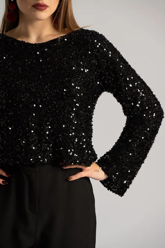 Μπλούζα Παγιέτες Φιόγκος Πλάτη