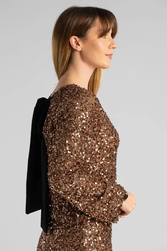 Μπλούζα Παγιέτες Φιόγκος Πλάτη