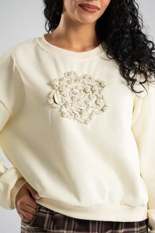 Blouse Pearls Roses Melange