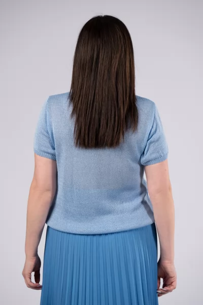 Blouse Knitted Bows Blue