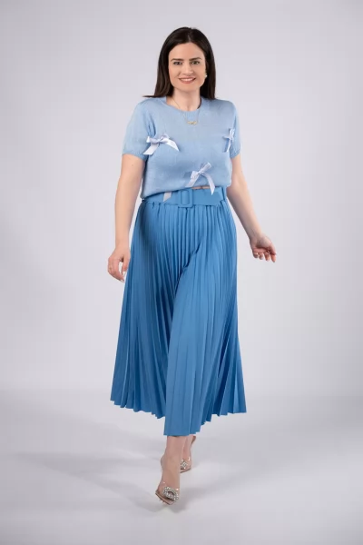 Blouse Knitted Bows Blue