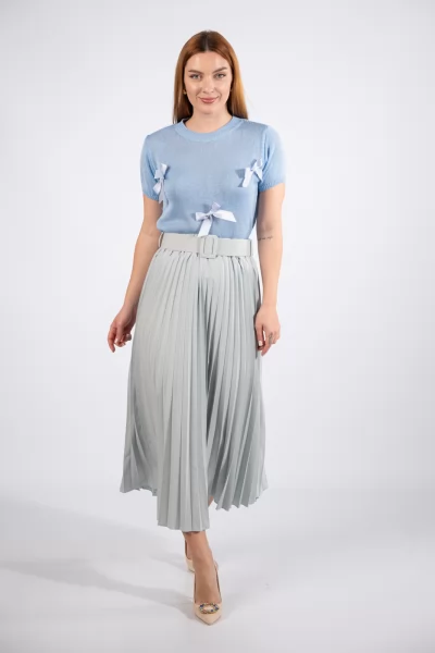Blouse Knitted Bows Blue