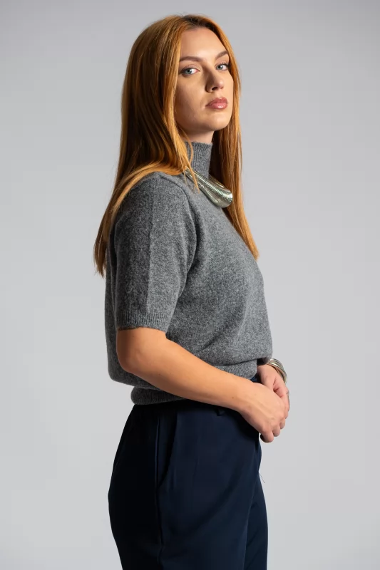 Μπλούζα Πλεκτή Κοντομάνικη Cream Marilyn Boutique