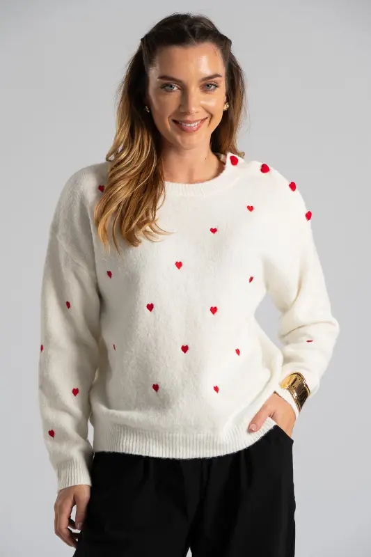 Μπλούζα Πλεκτή Κουμπιά Hearts