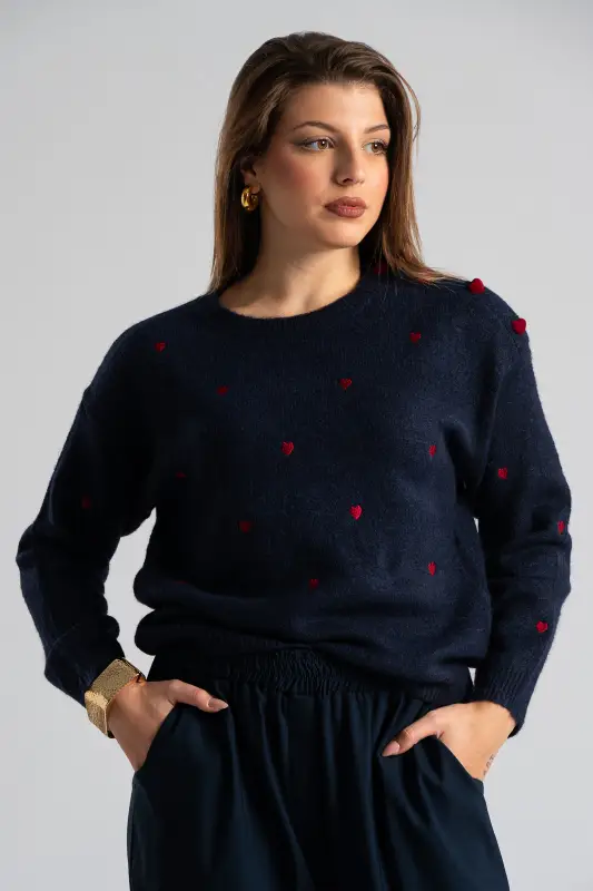 Μπλούζα Πλεκτή Κουμπιά Hearts