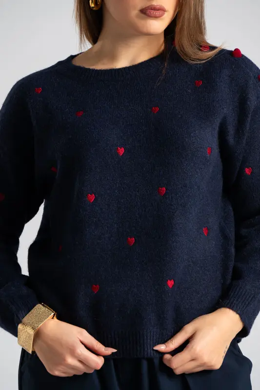 Μπλούζα Πλεκτή Κουμπιά Hearts