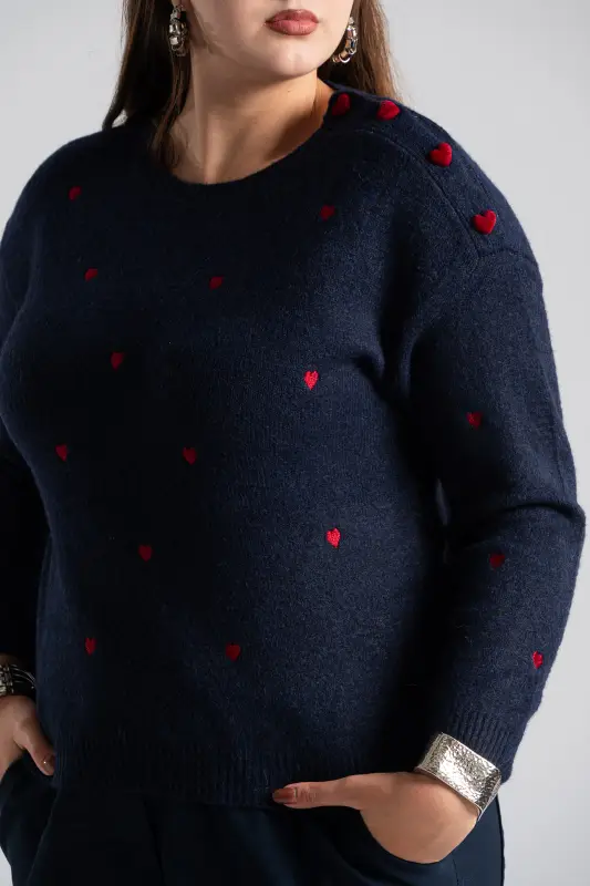 Μπλούζα Πλεκτή Κουμπιά Hearts