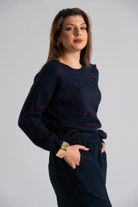 Μπλούζα Πλεκτή Κουμπιά Hearts