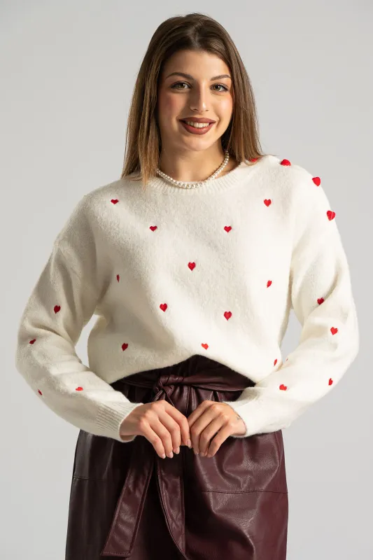 Blouse Knitted with Hearts Buttons