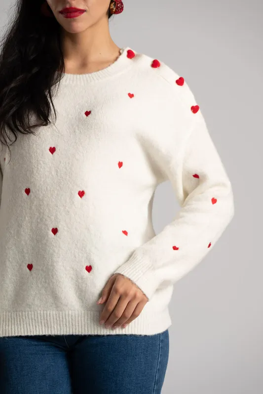 Μπλούζα Πλεκτή Κουμπιά Hearts