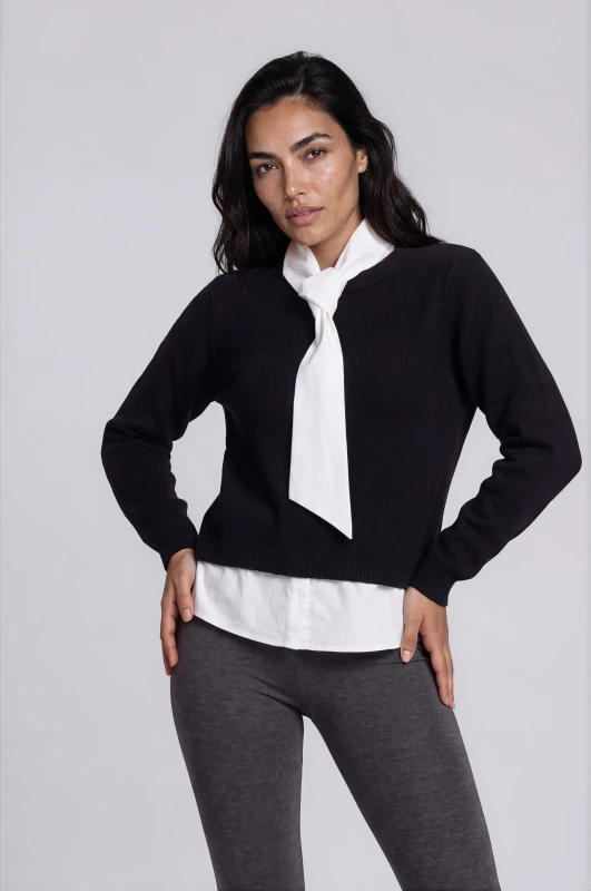 Blouse Knitted With Shirt Extender