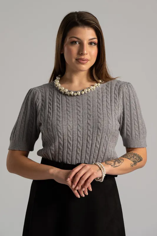 Μπλούζα Πλεκτή Μεγάλες Πέρλες