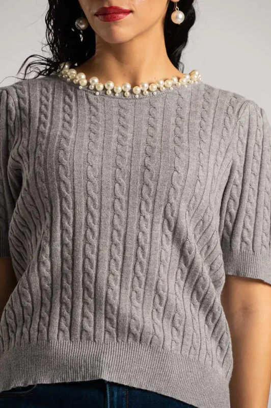Μπλούζα Πλεκτή Μεγάλες Πέρλες
