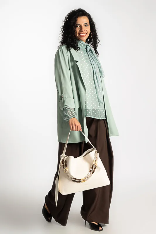 Polka dot blouse with neckline