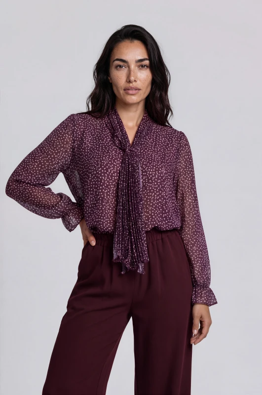 Blouse Polka-Dot with Tie 