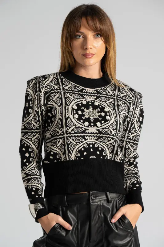 Μπλούζα Πουλόβερ Πέρλες Εμπριμέ