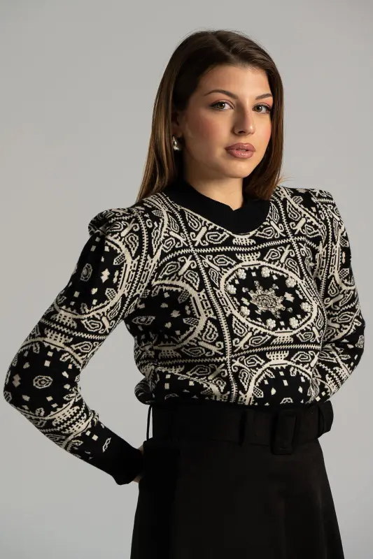 Μπλούζα Πουλόβερ Πέρλες Εμπριμέ