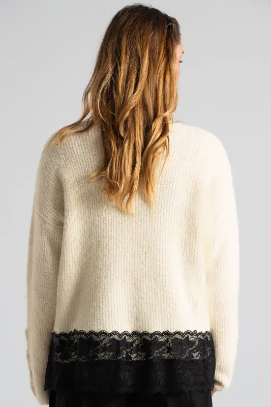 Μπλούζα Πουλόβερ Τελείωμα Δαντέλα