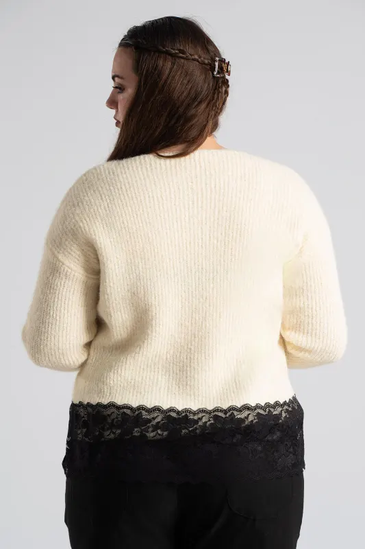 Μπλούζα Πουλόβερ Τελείωμα Δαντέλα