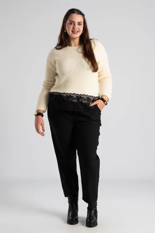 Μπλούζα Πουλόβερ Τελείωμα Δαντέλα