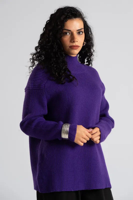 Μπλούζα Ψηλή Λαιμόκοψη Νημάτινη Rib