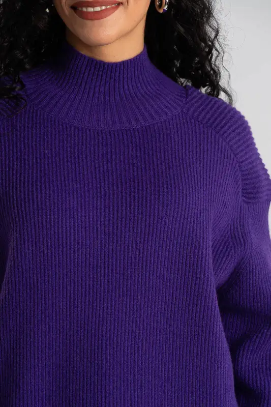 Μπλούζα Ψηλή Λαιμόκοψη Νημάτινη Rib