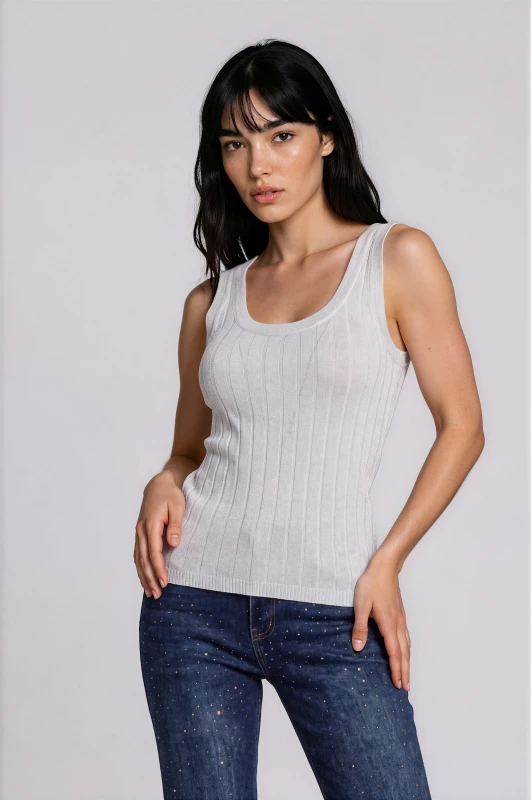Μπλούζα Rib Αμάνικη Lurex