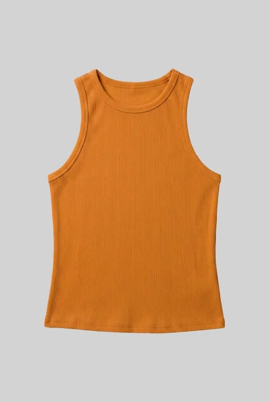 Top Ribbed Sleeveless Solid-Color