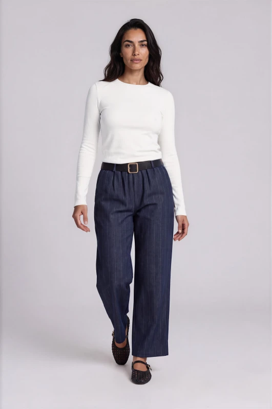 Blouse Rib Basic Long-Sleeve 